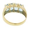 Image 2 : Solid 14K Yellow Gold 3 ctw Prong Set Emerald Cut Blue Topaz Stackable Band Ring