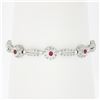 Image 2 : 18k White Gold 6.75" Natural Diamond & Lab Grown Ruby Open Link Tennis Bracelet
