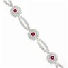 Image 5 : 18k White Gold 6.75" Natural Diamond & Lab Grown Ruby Open Link Tennis Bracelet