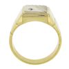 Image 2 : Men's 14k Yellow Gold Flush Set Cubic Zircon Rectangular Ribbed Line Signet Ring
