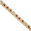 Image 6 : 14k Gold 2.14 ctw Alternating Round Ruby & Diamond Open Square Chain Link Bracel