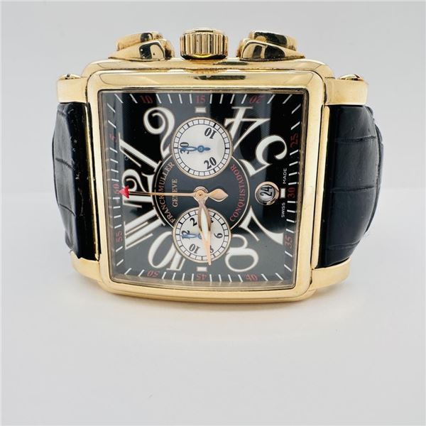 Franck Muller Conquistador Cortez Chronograph RG Black Lacquered Dial 10000 CC W
