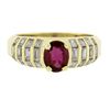 Image 6 : 18K Yellow Gold 1.43 ctw GIA Oval Red Ruby & Baguette Diamond Engagement Ring