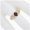 Image 7 : 18K Yellow Gold 1.43 ctw GIA Oval Red Ruby & Baguette Diamond Engagement Ring