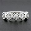 Image 2 : New Platinum 1.32 ctw Round Burnish Set Diamond Stackable Hexagon Shape Band Rin