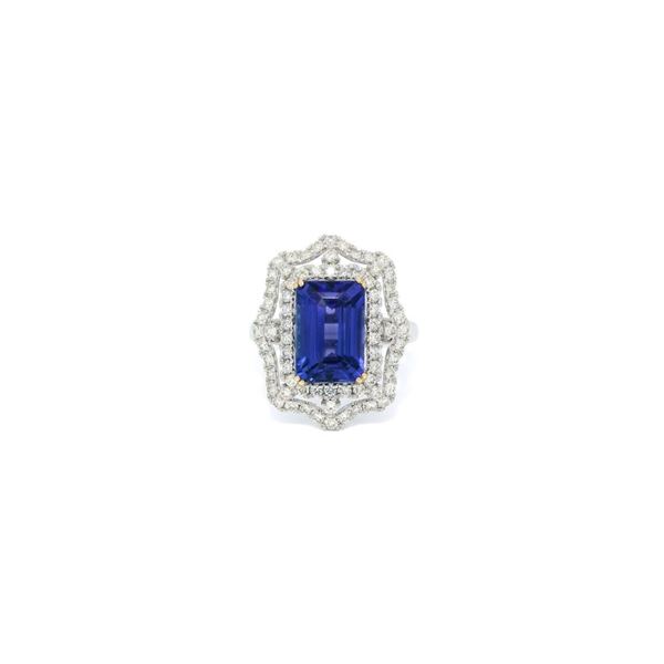 Platinum Diamond and Tanzanite Ring