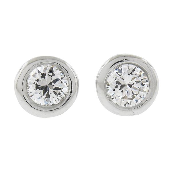 New 14k Gold 0.20 ctw Martini Bezel Set Round Brilliant Cut Diamond Stud Earring