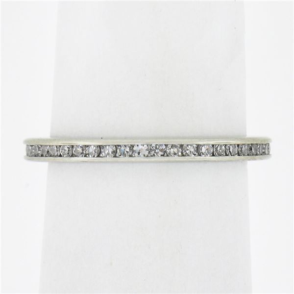 Antique Art Deco Solid Platinum .50 ctw Channel Diamond Eternity Stack Band Ring