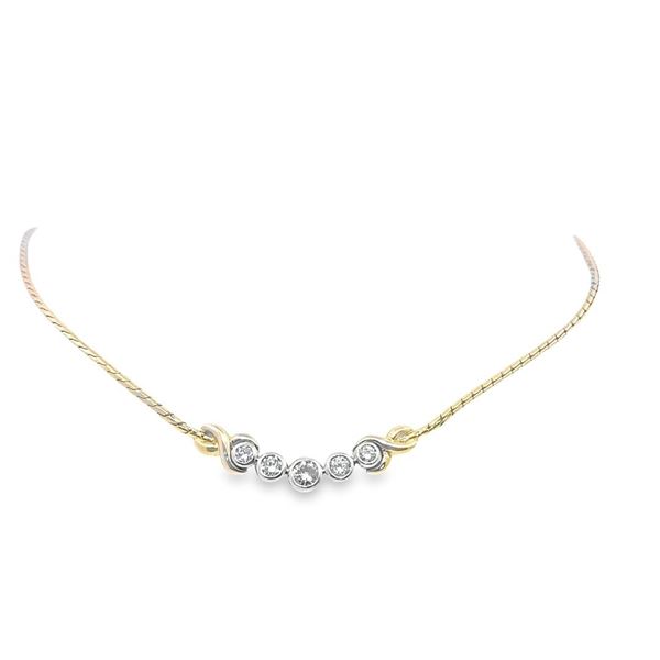 14kt TT Diamond Necklace 5 @ 1.00 cts