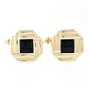 Image 3 : Men's 14k Gold Square Black Onyx Infinite Octagon Cuff Links & 3 Button Stud Set