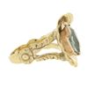 Image 5 : Retro 14k Rosy Yellow Gold Unique Shape Aquamarine in Scalloped Shell Split Ring