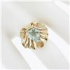 Image 7 : Retro 14k Rosy Yellow Gold Unique Shape Aquamarine in Scalloped Shell Split Ring