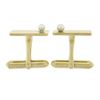 Image 4 : Vintage 14K Gold Rectangular Sunburst Fluted Finish Cuff Links w/ Bead Pearl