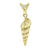 Image 1 : 14k Gold Detailed Textured 3D Shell Charm Pendant w/ 0.04 ctw Diamond on Bail