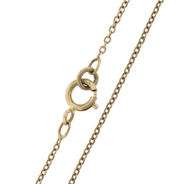 Antique 14k Gold 0.03 ctw Buttercup Diamond Circle Scroll Pendant w/ 18" Chain