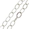 Image 3 : Platinum Long 29" Open Oval Link Chain Slip On Necklace w/ Diamond & Pink Stones