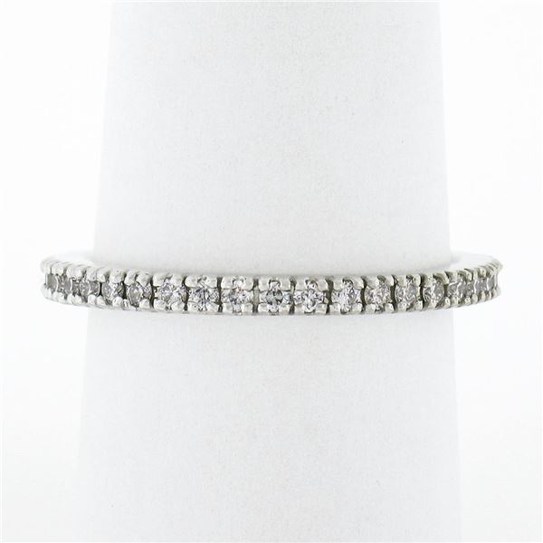14k White Gold 0.55 ctw Prong Round Diamond Thin Stack Wedding Eternity Band Rin