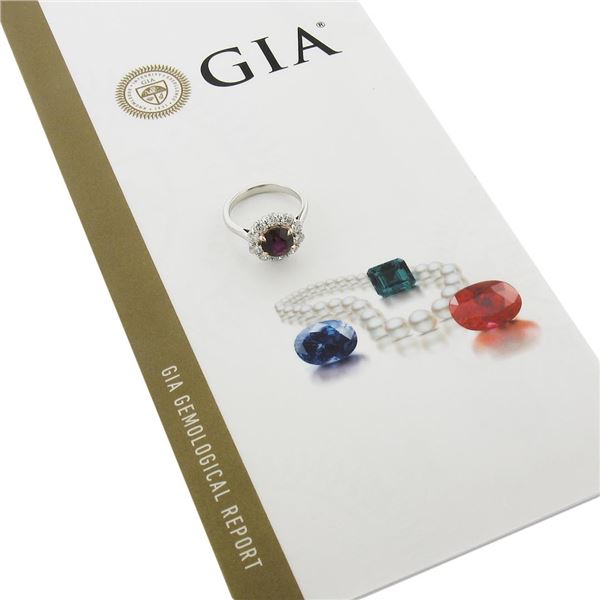 New Platinum & 14K Rose Gold 3.07 ctw GIA Round Ruby Diamond Halo Cocktail Ring