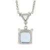 Image 5 : New 14k Gold 1.86 ctw Square Step Aquamarine & Diamonds Pendant & Adjustable Cha