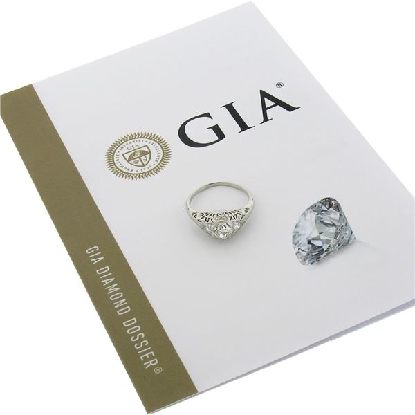 Antique Art Deco 18K Gold 0.69 ctw GIA European Diamond Filigree Engagement Ring