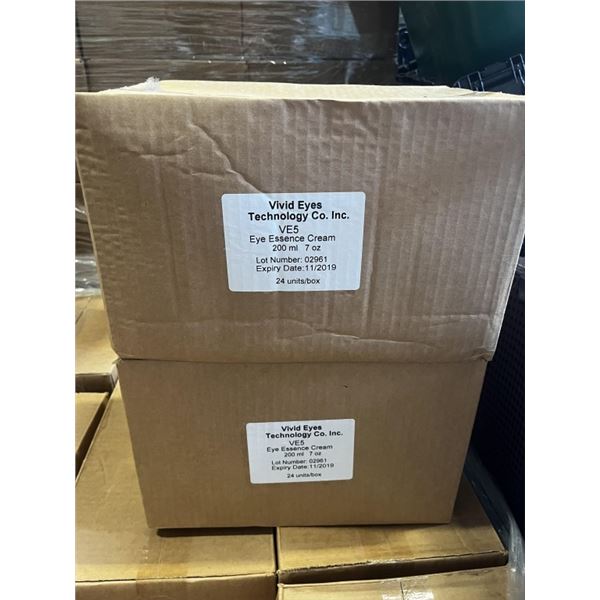 2 NEW CASES OF 24 EYE ESSENCE CREAM, 200ML BOTTLES, PAST BEST BEFORE