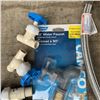 Image 2 : NEW WATER HEATER CONNECTOR WITH SHUT OFF, WATER HEATER HOSE, 90Â° RV WATER FAUCET, TWO BROILER ADAPT