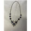 Image 2 : VINTAGE HAND CRAFTED STERLING SILVER W/ LAPIS LAZULI STONES NECKLACE MARKED 925