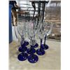 Image 2 : TOTE OF DESIGNER BLUE WINE GLASSES, DECORATIVE GLASS TRAYS, NEW CANDLE ETC
