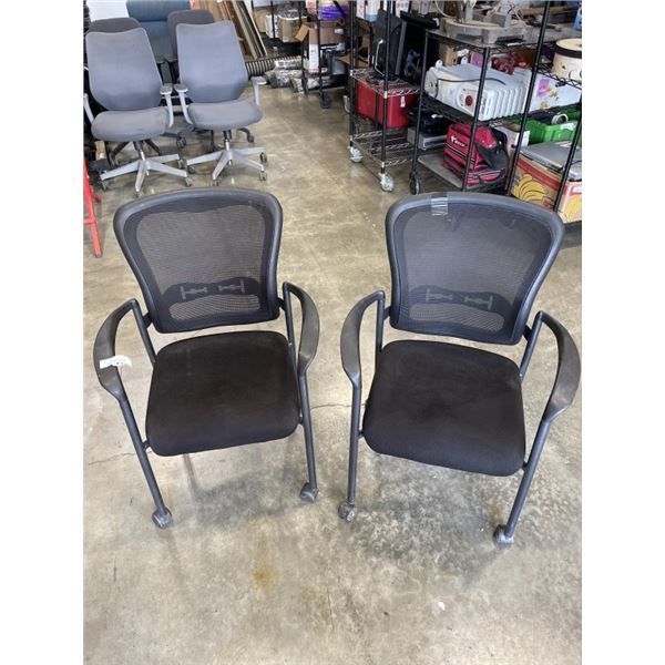 2 BLACK MESH BACK ROLLING OFFICE CHAIR