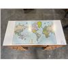 Image 2 : VINTAGE MAPLE PEDESTAL DESK WITH MELAMINE WORLD MAP TOP