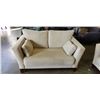 Image 2 : UPHOLSTRY ARTS MODERN BEIGE UPHOLSTERED SOFA AND LOVE SEAT, GOOD CLEAN CONDITION