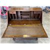 Image 2 : ANTIQUE OAK DROP FRONT DESK WITH LEATHER INSET WRITING PAD, GOOD CONDITION