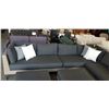 Image 4 : AS NEW LARGE 3 PIECE PATIO SECTIONAL WITH 2 OTTOMANS AND SUNBRELLA CUSHIONS