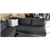 Image 5 : AS NEW LARGE 3 PIECE PATIO SECTIONAL WITH 2 OTTOMANS AND SUNBRELLA CUSHIONS
