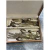 Image 2 : MCM TEAK CASED CUTLERY CANTEEN WITH ASSORTED VINTAGE BRASS CUTLERY