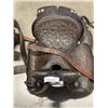 Image 2 : HEAVILY EMBOSSED LEATHER SADDLE WITH PAD, SIZE 16