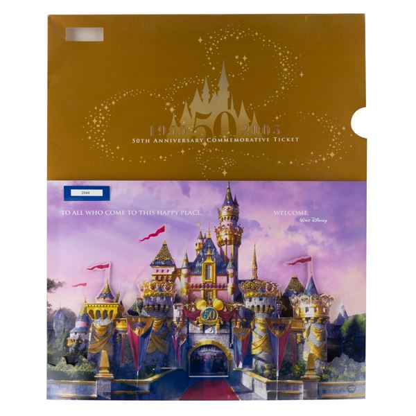 A Disneyland 50th Anniversary Commemorative Ticket.