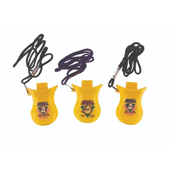 A Collection of Disneyland Mighty Ducks Power Play Duck Calls.