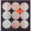 Image 2 : Lot Of 9 1972 Canadian Nickel Silver Dollars
