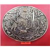 Image 1 : Borden Solid Brass Hunting Scene Belt Buckle