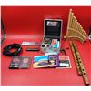 Image 1 : Music Lot w/ Wooden Pan Flute, Guitar Strings, Harmonicas, & More