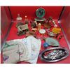 Image 1 : VTG Lot w/ Glass Bottles, Nautical Lamp, Serve Ware, & More