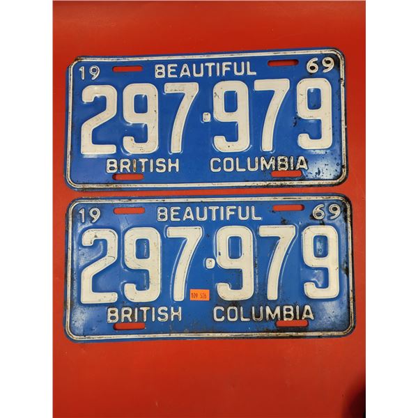 Matching 1969 British Columbia License Plate Set