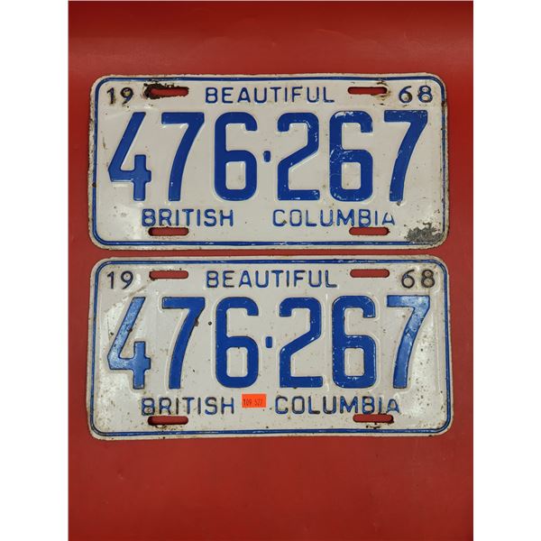 Matching 1968 British Columbia License Plate Set