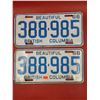 Image 1 : Matching 1966 British Columbia License Plate Set