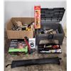 Image 1 : Assorted Tool & Hardware Lot w/ Fire Extinguisher, Dewalt Drill, Task Hatchet, & More