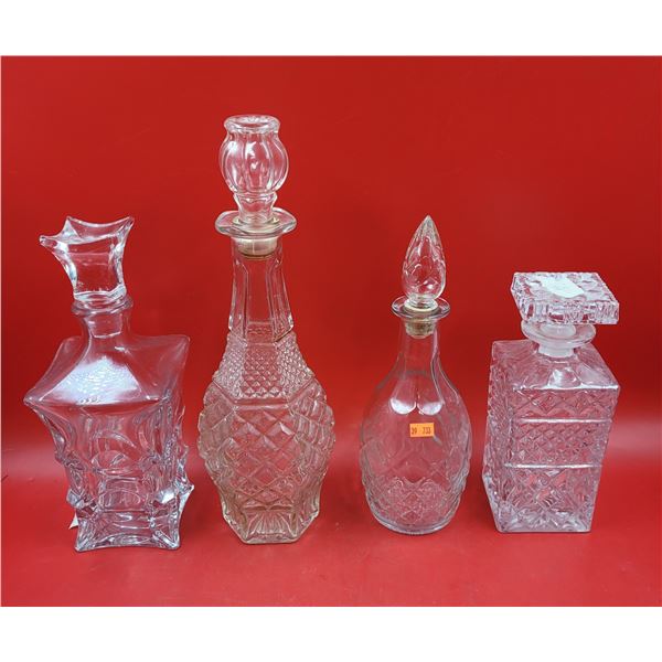 4 Assorted Glass Decanters