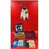 Image 1 : Native Art Lot w/ Dreamcatcher, 1997 Signed Scarf, Postcards, Lidded Box, & Book