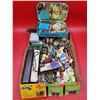 Image 1 : VTG Smalls Lot w/ Assorted Costume Jewelry, Pins, Replacement Bulbs, Lion's Gate Bridge Tin, & More