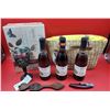 Image 1 : Wine & Decor Lot w/ Decorative Souvenir Box, Sealed Ice Wine, Goblet, & More